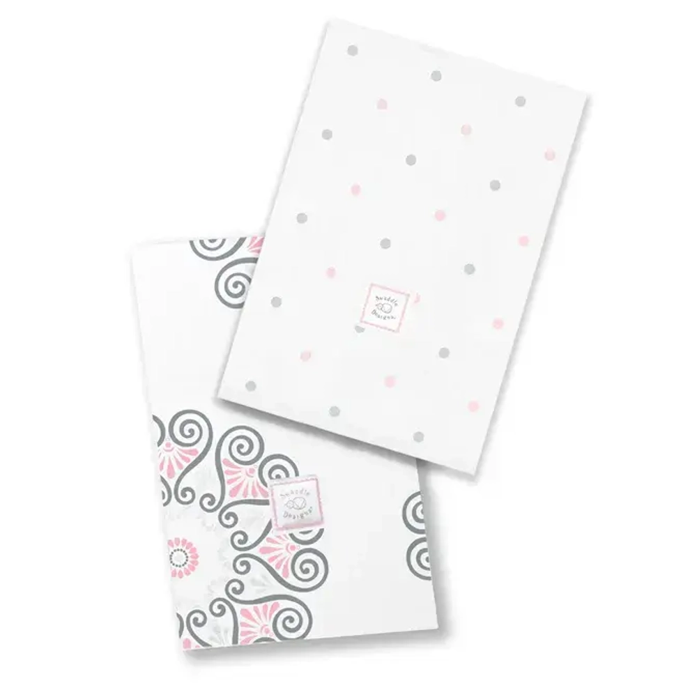 SwaddleDesigns Набор пеленок SwaddleDuo - Little Dots + Pink Medallions