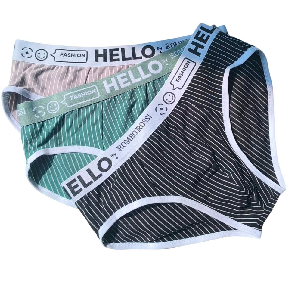 Набор из 3 мужских трусов-брифов в тонкую полоску (Размер: XXXL) (Цвет: разноцветный)