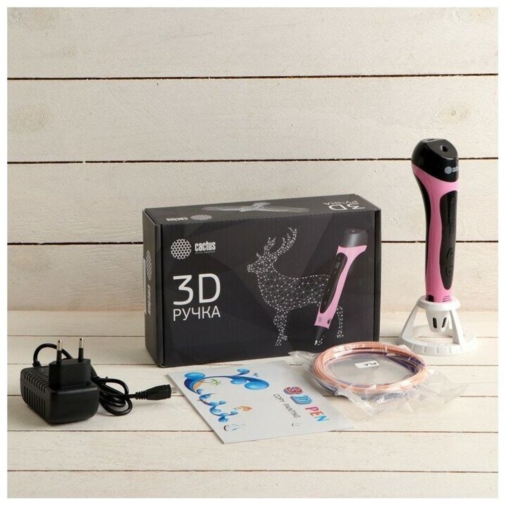 Ручка 3D Cactus CS-3D-PEN-C-PN PLA ABS LCD розовый