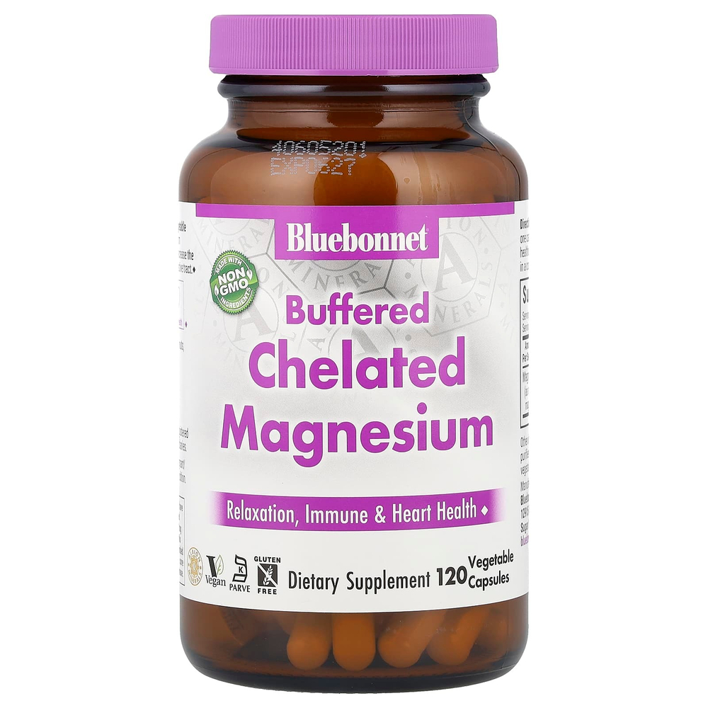 Bluebonnet Nutrition, буферный хелатный магний, 120 растительных капсул