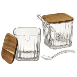 НАБОР БАНОК "NATURE" ДЛЯ МЕДА/САХАРА С ПАЛОЧКОЙ/ЛОЖКОЙ 300 МЛ/2 ШТ