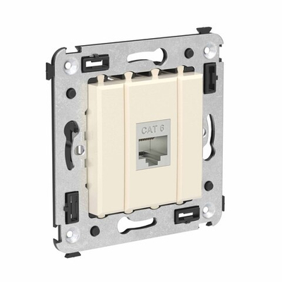 Компьютерная розетка RJ-45 без шторки в стену, кат.6 одинарная экранированная, "Avanti", "Ванильная дымка"
