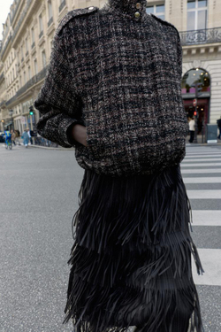 ZARA БОМБЕР С МЕТАЛЛИЗИРОВАННОЙ НИТЬЮ, ЧЕРНЫЙ/ЭКРЮ