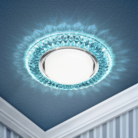 Светильник встраиваемый cо светодиодной подсветкой ЭРА DK LD23 BL1/WH под лампу GX53 голубой