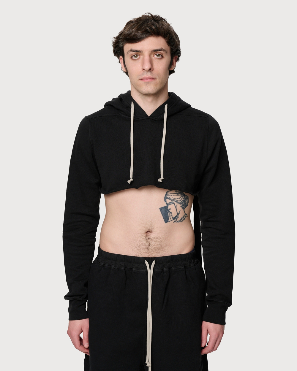 RICK OWENS DRKSHDW ХУДИ ЧЕРНАЯ МУЖСКАЯ УКОРОЧЕННАЯ