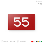 Табличка с номером 55 на дверь квартиры, для офиса, кабинета, аудитории, склада, красная 120х70 мм, Айдентика Технолоджи