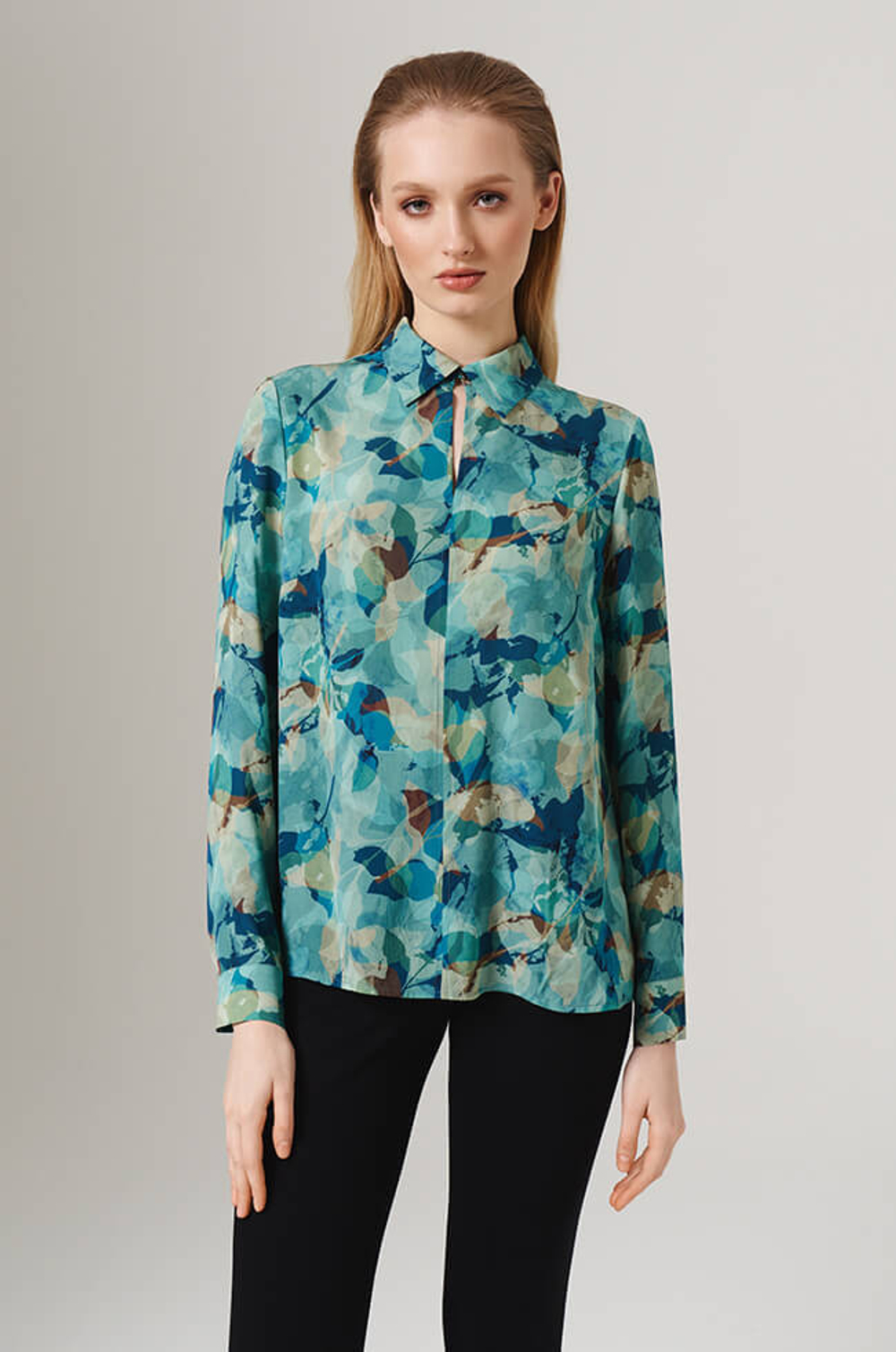 23146 Блузка женская (сине-зеленый принт)