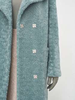 Шуба чебурашка пальто тедди из шерсти, зеленая, SilverFox