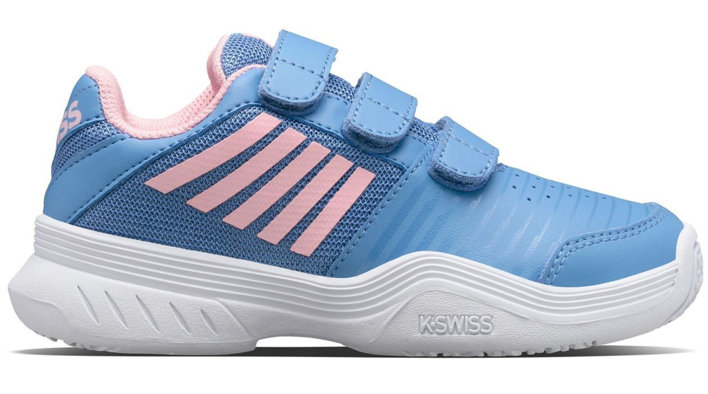 детские Кроссовки теннисные K-Swiss Court Express Strap Omni - silver lake blue/white/orchid pink