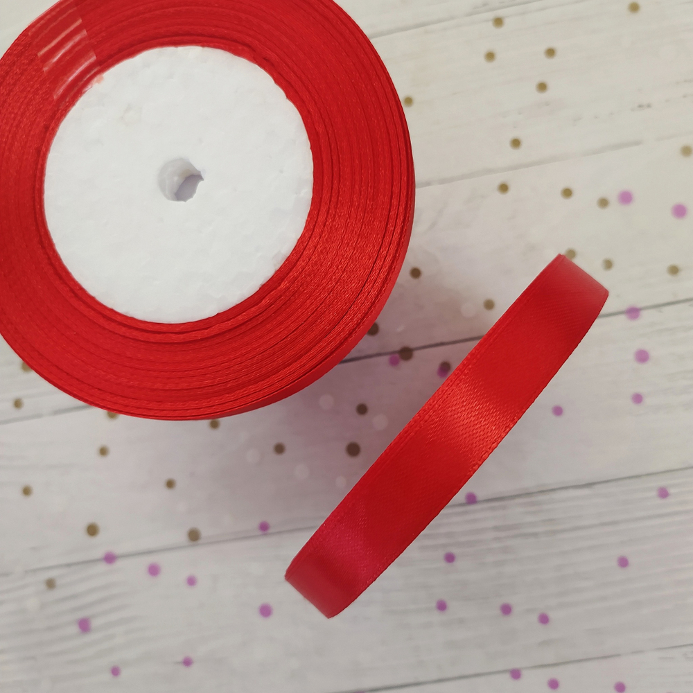 Лента атласная красная 12мм
