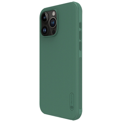 Усиленный чехол зеленого цвета (Deep Green) от Nillkin для iPhone 15 Pro Max, серия Super Frosted Shield Pro
