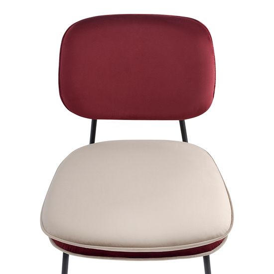 Стул с контрастным кантом pea, велюр, бордовый/бежевый