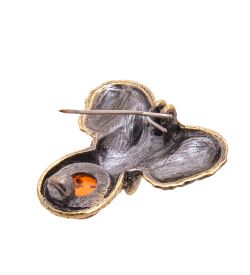 AM-3497 Брошь «Слон Африка» (латунь, янтарь)