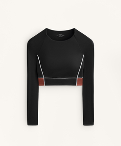 Oysho Топ Comfortlux с длинным рукавом и окантовкой, черный