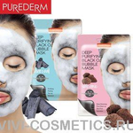 Пенная маска для глубокого очищения пор с древесным углем PUREDERM Deep Purifying Black O2 Bubble Ma