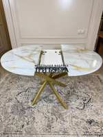 Стол круглый стеклянный "Золотой мрамор"