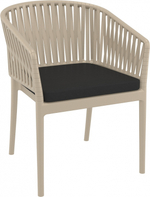 Кресло пластиковое с подушками Siesta Contract Portofino, бежевый, черный