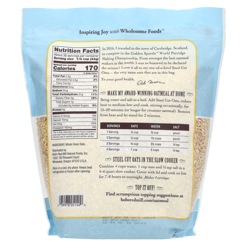 Bob's Red Mill, необработанный овес, цельнозерновой, 1,53 кг (54 унции)