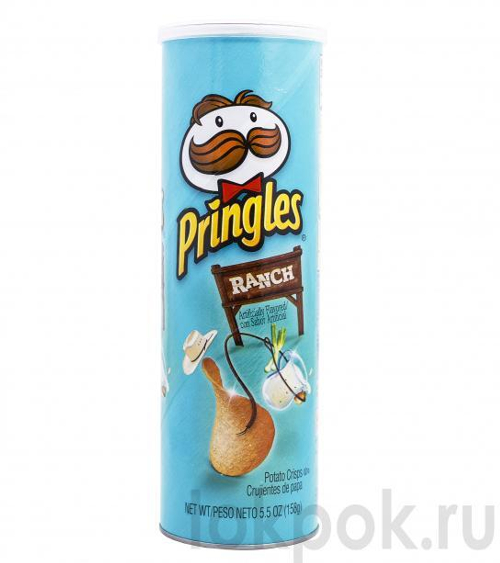 Чипсы Pringles Ranch cо вкусом сметаны и лука, 158 гр