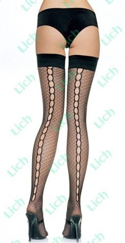 Чулки черные в сетку cо швом сзади