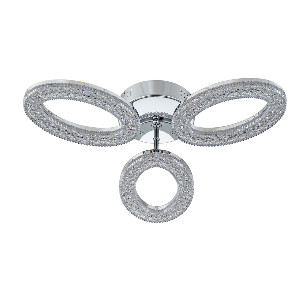 Потолочный светодиодный светильник 72Вт, 5616Лм, 3000-6500К, Ra>80,  плавная регулировка мощности, изменение цветовой температуры, ночник,  металл/акрил, хром