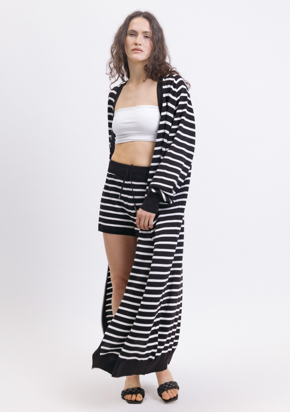 Кардиган удлиненный в полоску