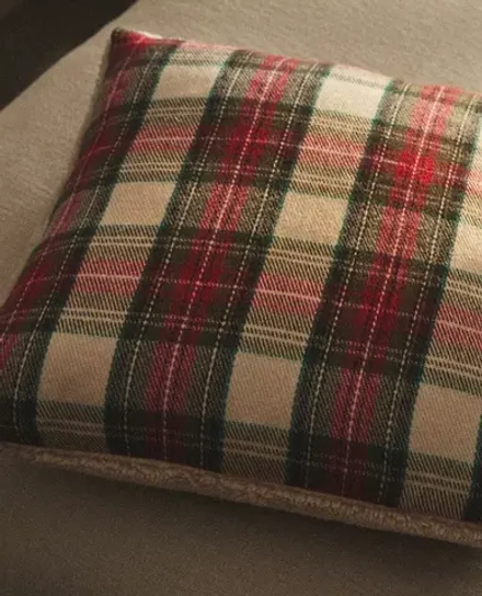ZARA HOME ХЛОПКОВАЯ НАВОЛОЧКА НА ПОДУШКУ НА РОЖДЕСТВЕНСКУЮ ТЕМАТИКУ В КЛЕТКУ