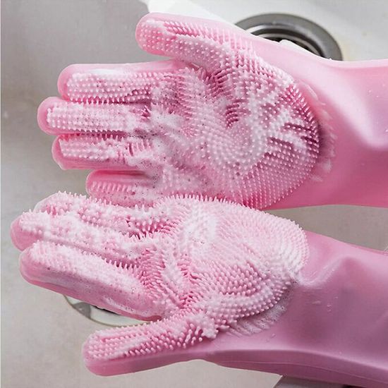 Силиконовые перчатки для уборки Xiaomi Silicone Cleaning Glove Pink (HH674)