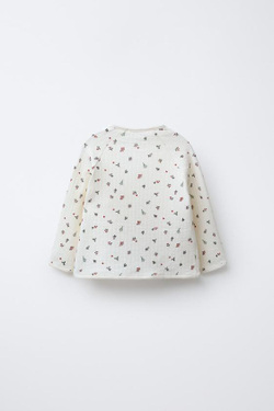 ZARA ФУТБОЛКА С ПРИНТОМ «ДЕРЕВЬЯ», ЭКРЮ