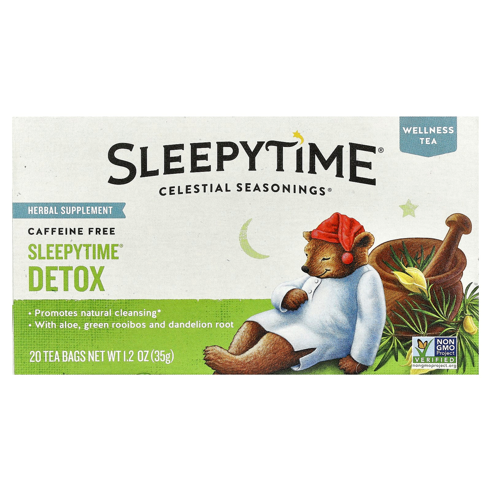 Celestial Seasonings, Wellness Tea, Sleepytime®, выведение токсинов, без кофеина, 20 чайных пакетиков, 35 г (1,2 унции)