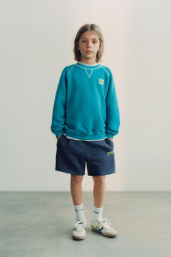 ZARA ШОРТЫ С НАДПИСЬЮ, СИНИЙ