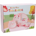 Набор детской посуды из бамбука 5 предметов «Свинка»