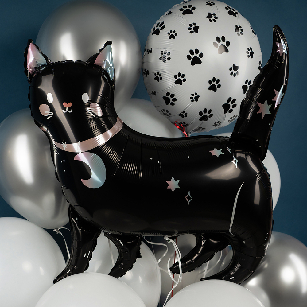 Фольгированный шар-фигура «Звездная кошка» в черном цвете, 98 см