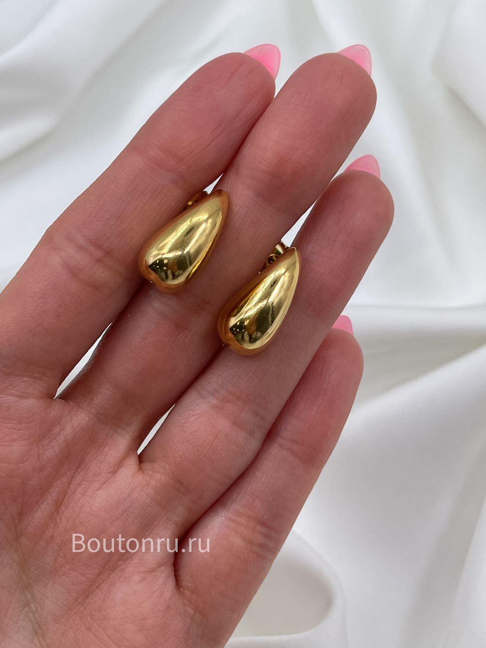 Серьги капли золотистые  в стиле БоттегаВ.