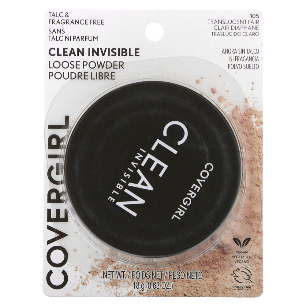 Covergirl, Clean Invisive, рассыпчатая пудра, оттенок 105 полупрозрачный светлый, 18 г (0,63 унции)
