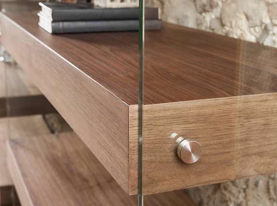 Стеллаж Angel Cerda 3091, орех, стекло