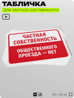 Табличка для частной территории "Частная собственность, общественного проезда нет", на дом, для участка, организаций, предупреждающая, 40х30 см, Silver Plane x Айдентика Технолоджи