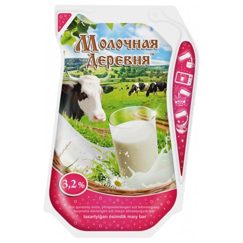 Молоко  Молочная Деревня 3,5% ультрапастеризованный молокосодержащий продукт 900 мл/пак 12 пак/кор