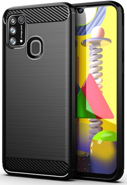 Защитный чехол черного цвета для Samsung Galaxy M31, серии Carbon от Caseport