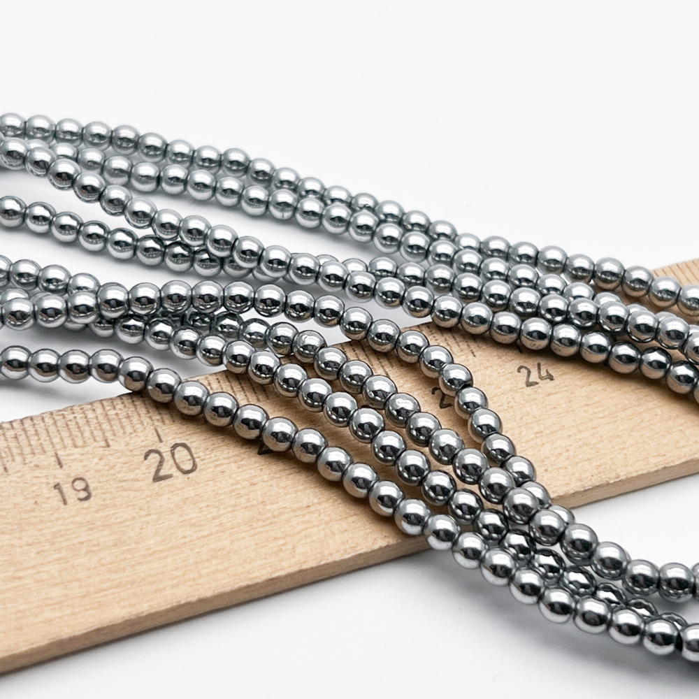 Гематит Шар бусины (имитация), цвет серебристый, диаметр 3 мм, цена за нить 38 см
