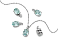 Подвеска Овальная с бирюзовым кристаллом, 10мм