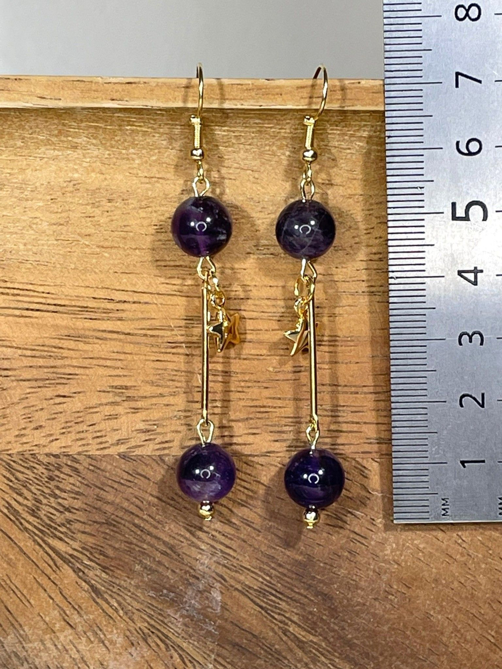 Серьги подвески с аметистом