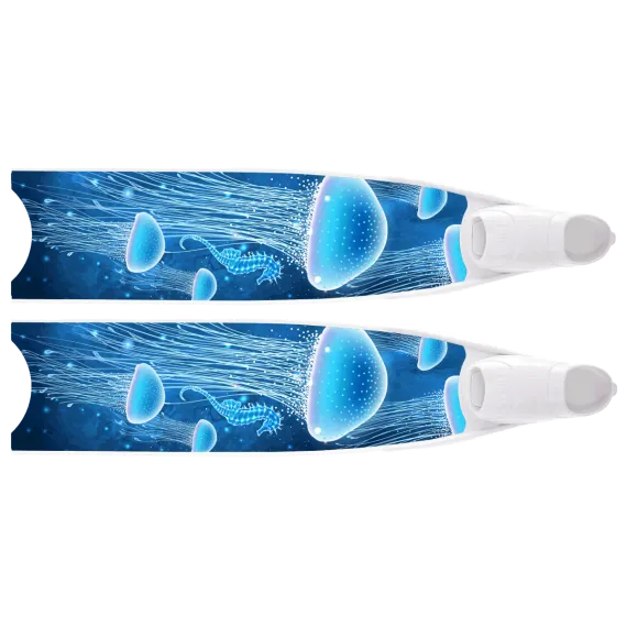 Лопасти Leaderfins Pure Carbon Meduse Limited Edition белая отбортовка, 80 см, 20 градусов