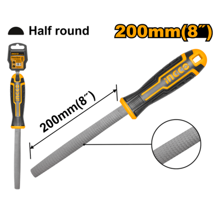 Рашпиль полукруглый INGCO HWHF088 INDUSTRIAL 200 мм