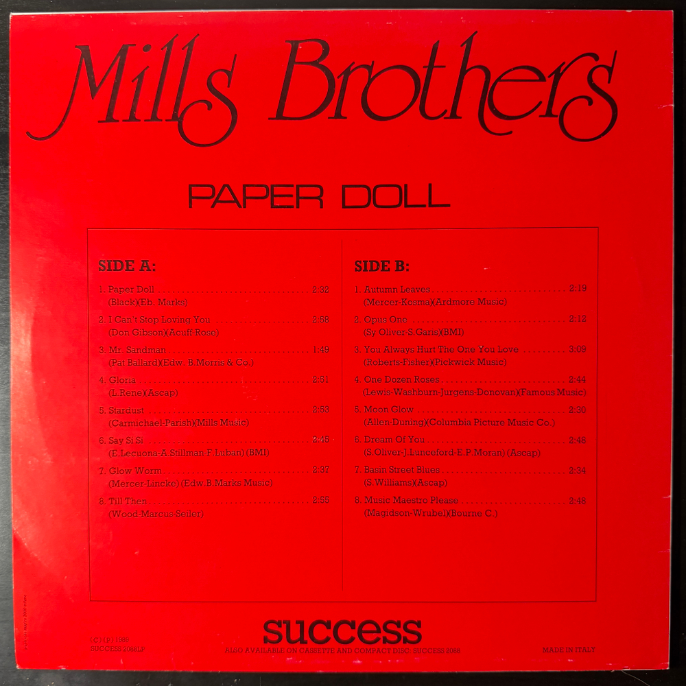 The Mills Brothers ‎– Paper Doll (Италия 1989г.)