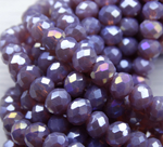 БН024ДС46 Хрустальные бусины "рондель", цвет: фиолетовый AB непрозрачный, 4х6 мм, 58-60 шт.