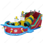 Большой надувной батут-горка "Корабль флибустьеров" 14*8*6 м