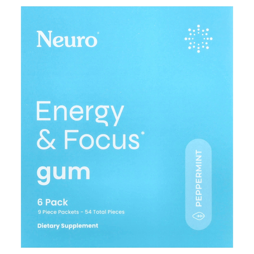 NeuroGum, жевательная резинка для энергии и концентрации, со вкусом перечной мяты, 6 пакетиков по 9 шт.
