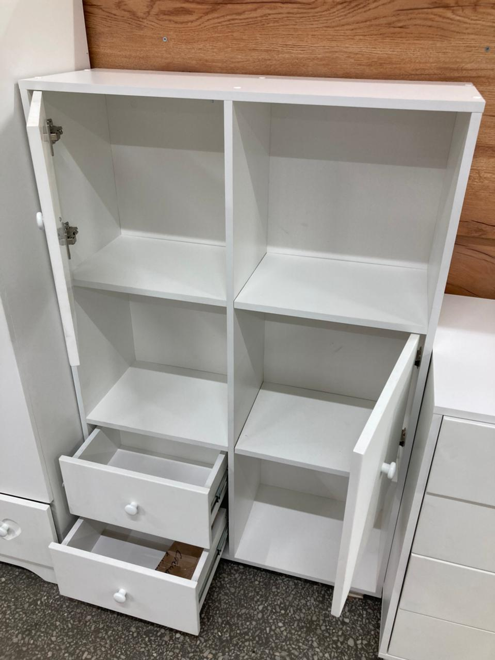 Стеллаж Кубик В-2 МДФ белый/белый