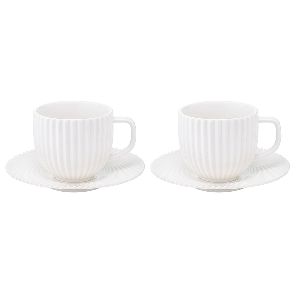 Набор из двух чайных пар белого цвета из коллекции edge, 250мл
